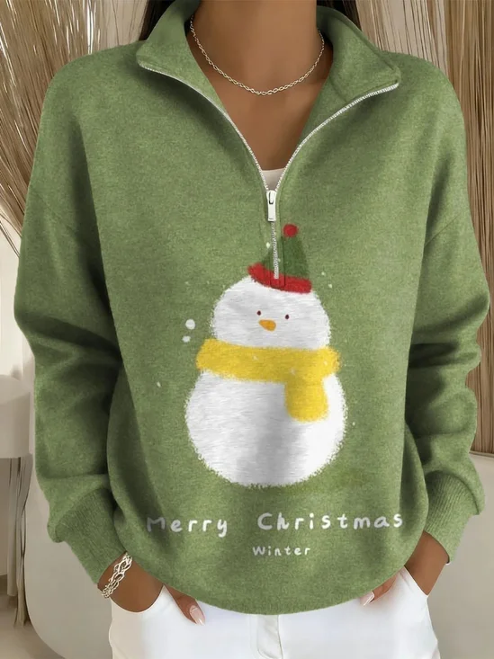 Half Open Collar Christmas Casual Loose Sweater