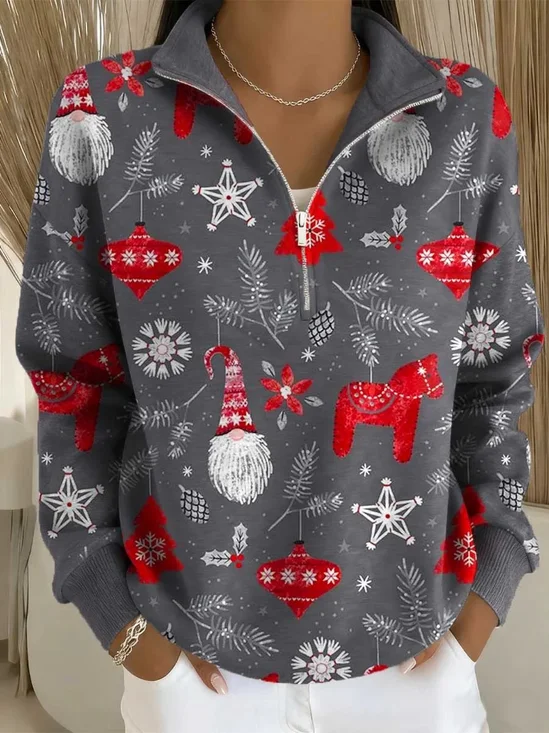 Half Open Collar Christmas Casual Sweater