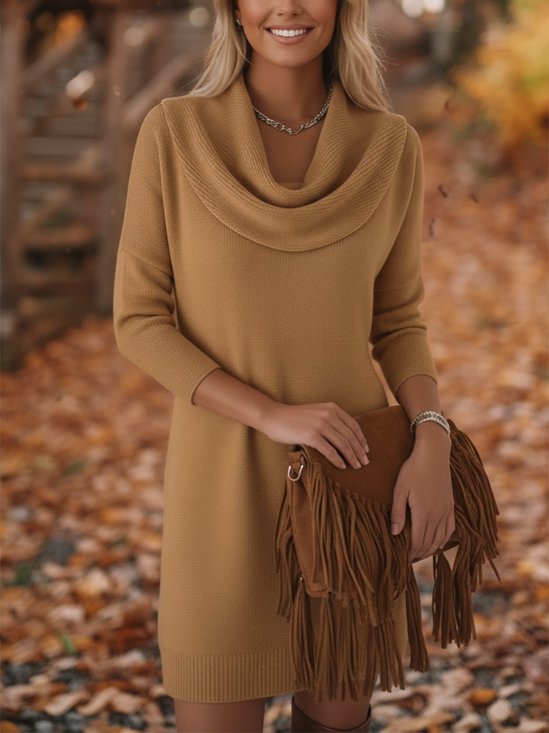 Others Simple Loose Sweater Dress With No