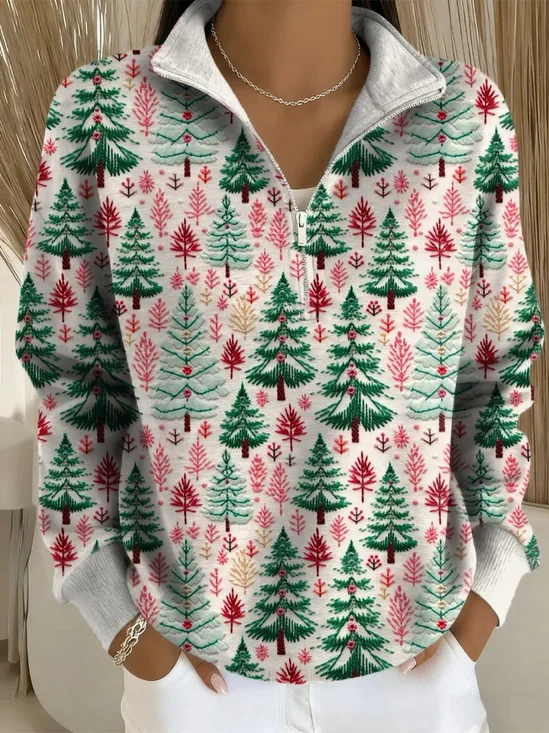Half Open Collar Casual Christmas Loose Sweater