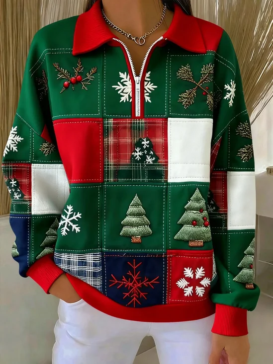 Christmas Casual Half Open Collar Sweater