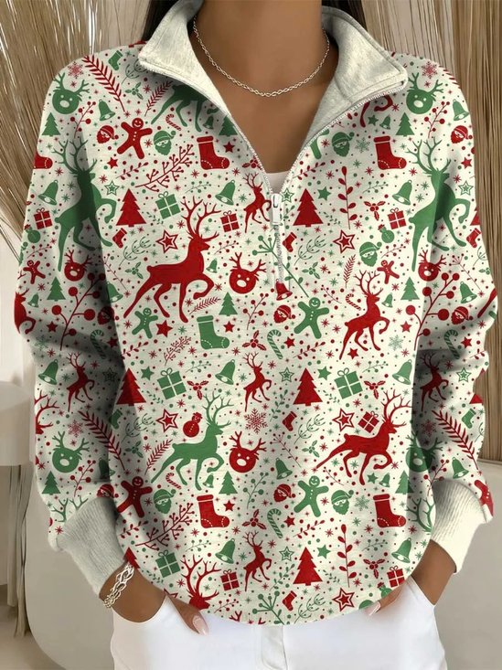 Casual Loose Half Open Collar Christmas Sweater