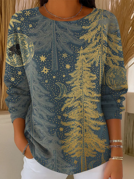 Printing Casual Christmas Crew Neck Sweater