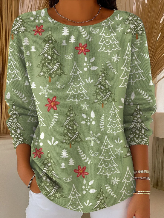 Crew Neck Printing Casual Christmas Sweater