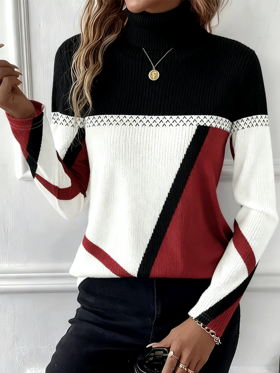 Loose Turtleneck Striped Vintage Sweater