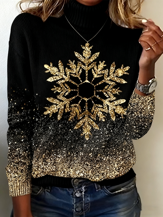 Gradient Pattern Vintage Loose Turtleneck Sweater