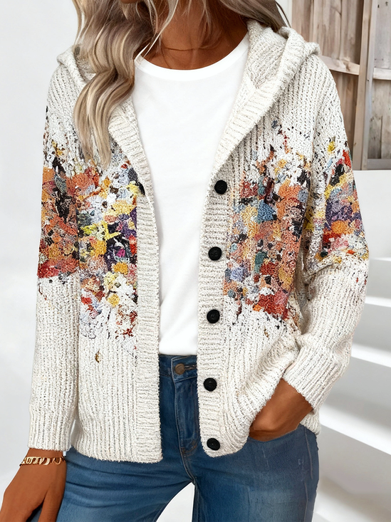 Loose Gradient Pattern Simple Cardigan