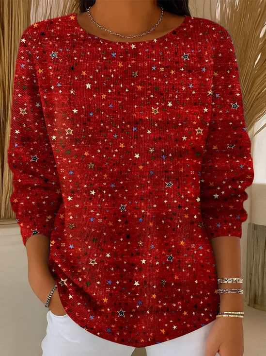 Regular Fit Casual Christmas Printing Sweater