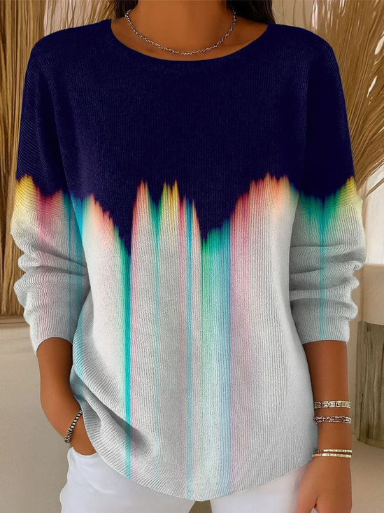 Crew Neck Printing Casual Abstract Sweater