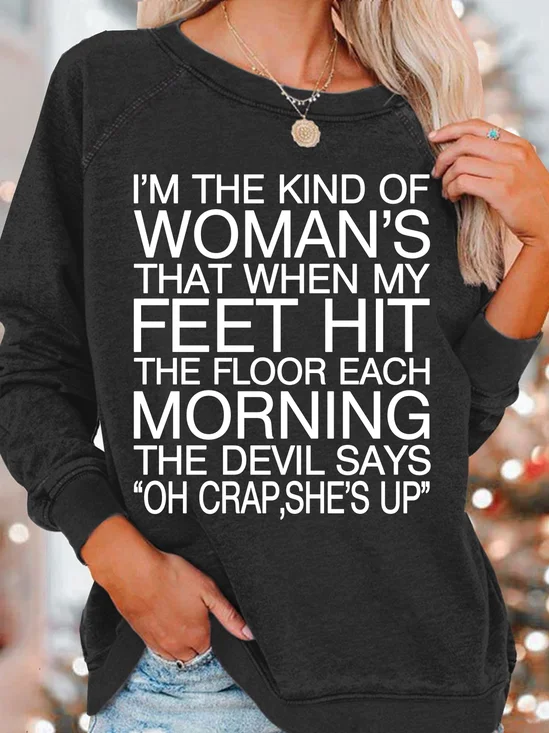 Women's Funny Cute She's up Saying Casual Crew Neck Sweatshirt