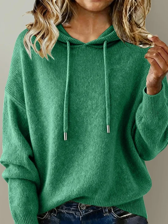 Casual Plain Hoodie Sweater