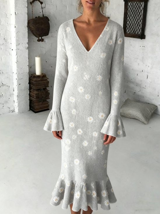 Knitted Regular Fit Sexy Sweater Dress With No