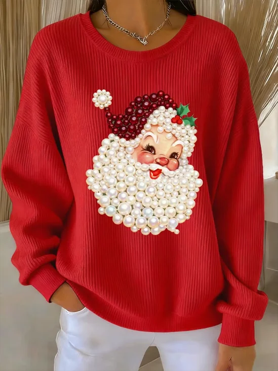 Printing Casual Christmas Sweatshirt