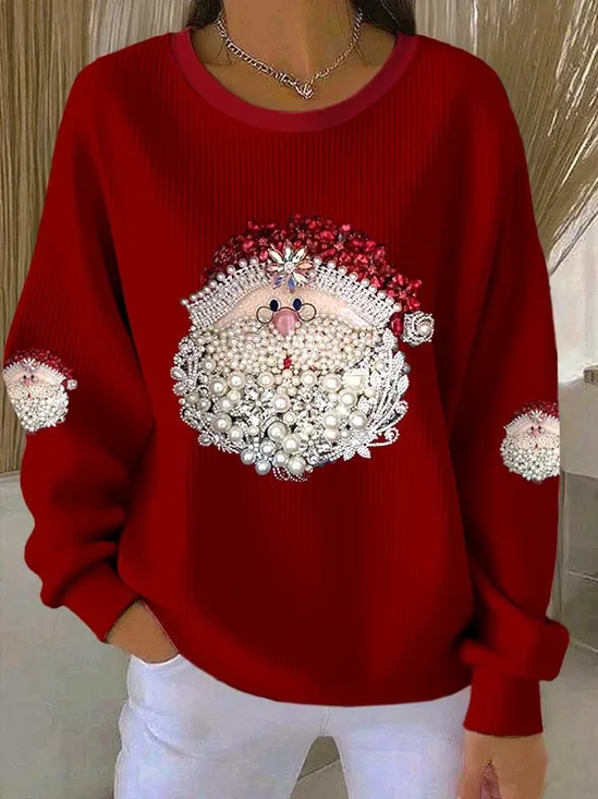 Printing Santa Claus Loose Casual Sweatshirt