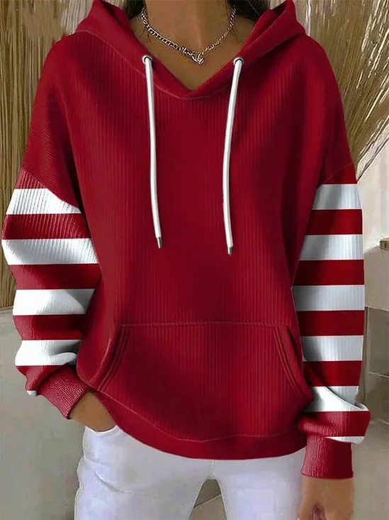 Striped Casual Hoodie Printing Hoodie
