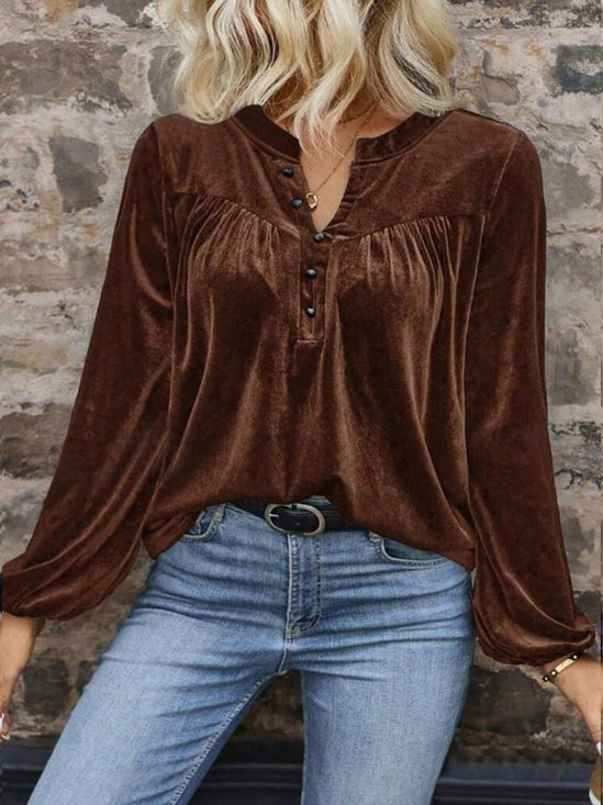 Velvet Urban Plain Crew Neck Blouse