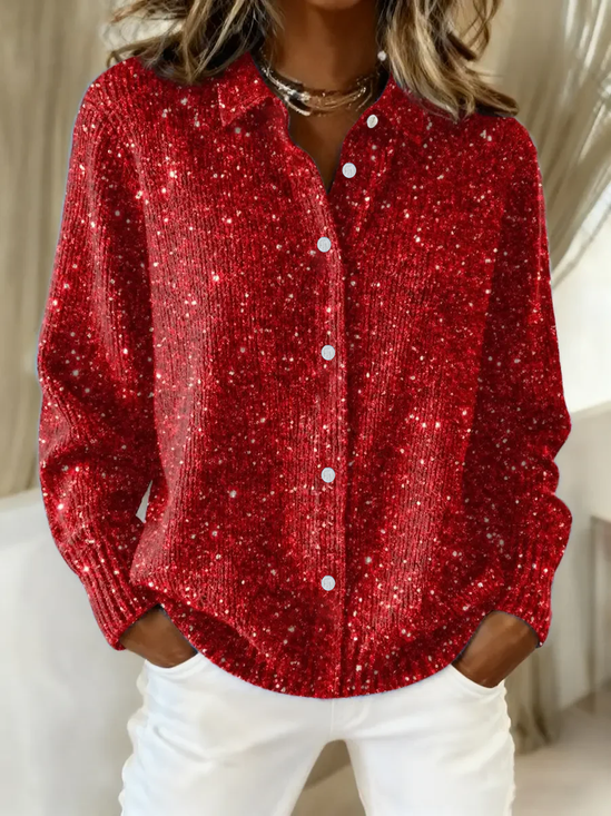 Women's Retro Christmas Print Casual Collar Button Cardigan
