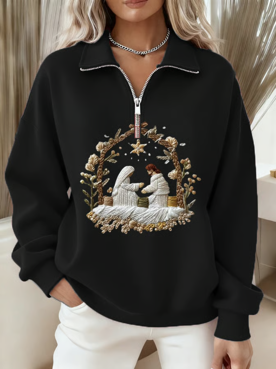 Women's Nativity Faith Print Sweatshirt