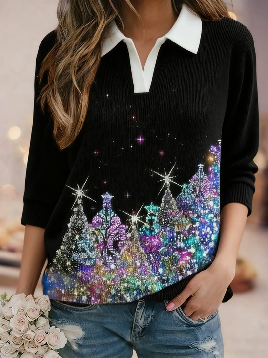 Loose Shawl Collar Christmas Simple Sweater