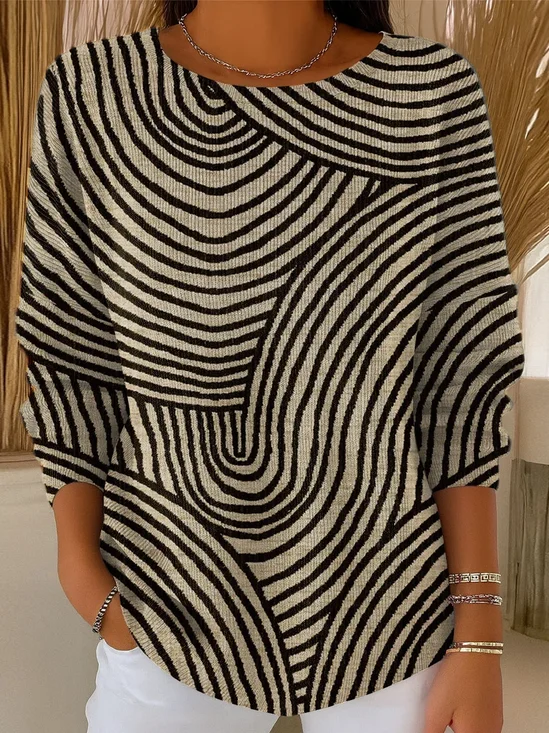 Regular Fit Abstract Casual Printing Sweater