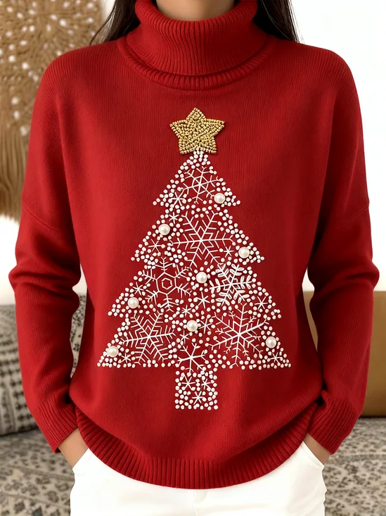 Vintage Turtleneck Christmas Tree Sweater