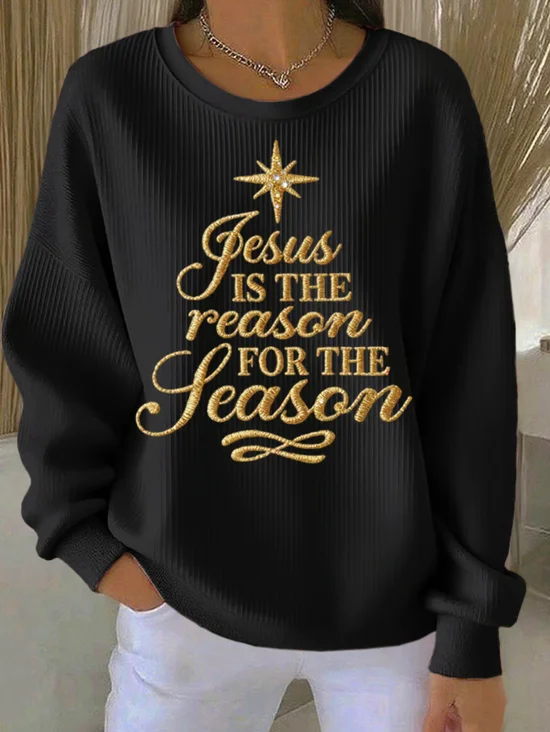 Women's casual Christmas Jesus season Christmas tree sweatshirt