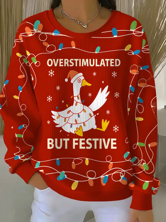 Overstimulated But Festive Ugly Christmas Sweatshirt