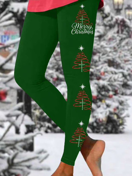 Printing Casual Christmas Leggings