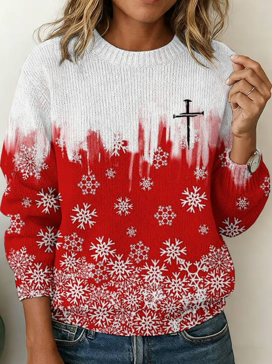 Imitation Cashmere Casual Loose Crew Neck Sweater