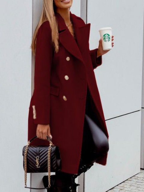 Plain Shawl Collar Lady Romance Loose Coat