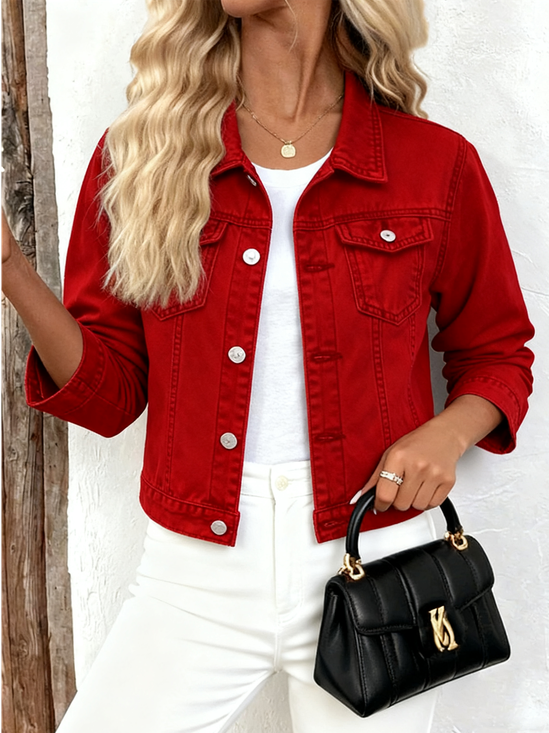 Denim Shawl Collar Loose Street Jacket