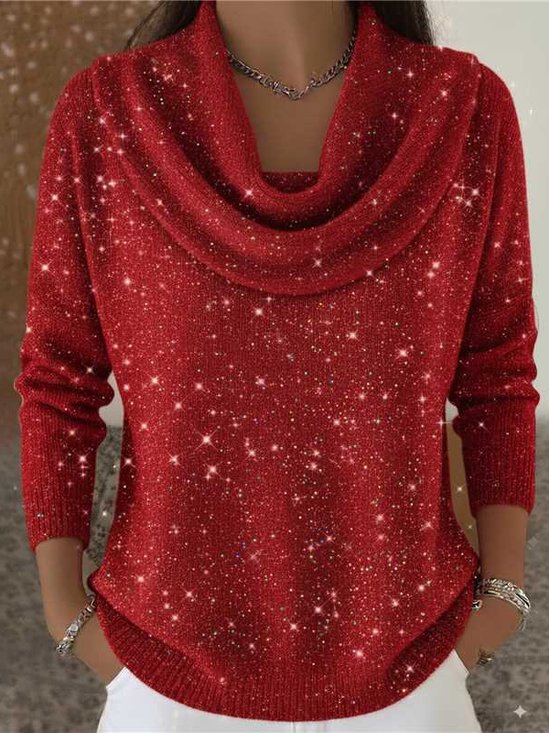 Plain Glitter Loose Basic Sweater