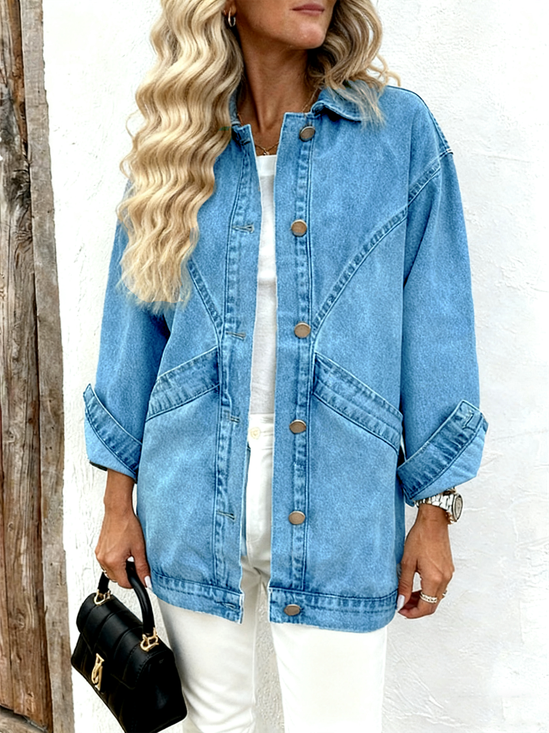 Loose Cotton Street Plain Jacket