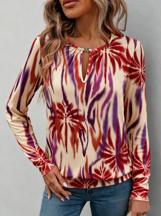 Crew Neck Jersey Casual Blouse