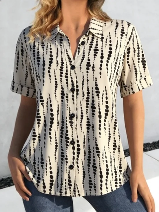 Polka Dots Casual Loose Fit Short Sleeve Shirt