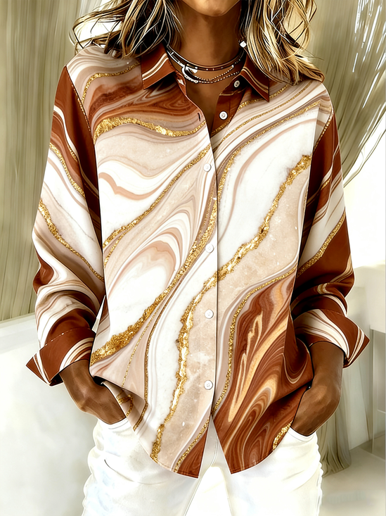 Simple Gradient Pattern Shirt Collar Shirt