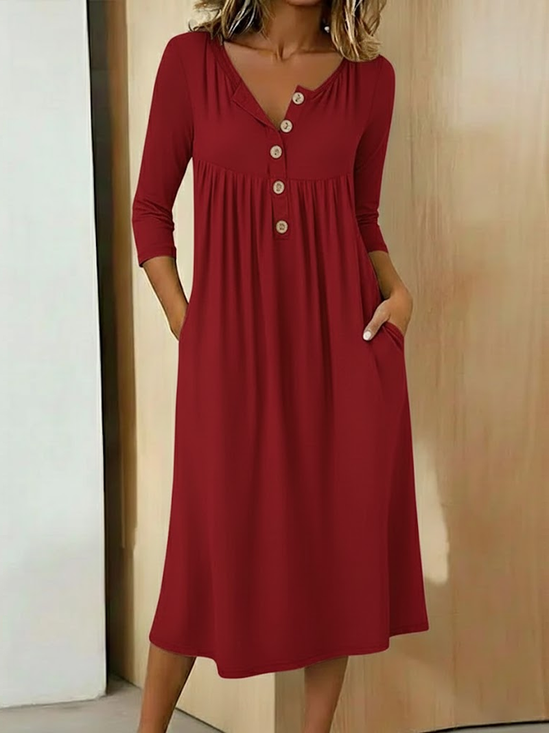Women's Button-Down Long-Sleeved Classic Casual Dress
