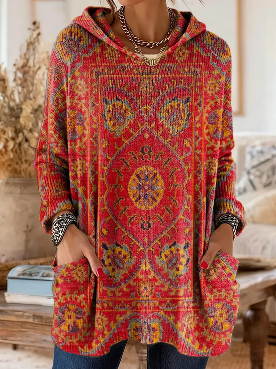 Vintage Loose Ethnic Printing Hoodie