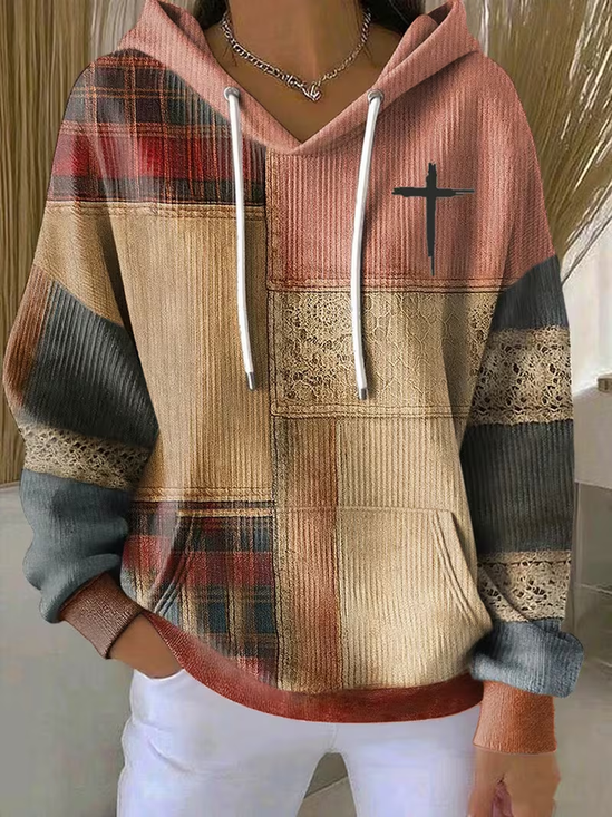 Hoodie Contrast Stitching Printing Casual Hoodie