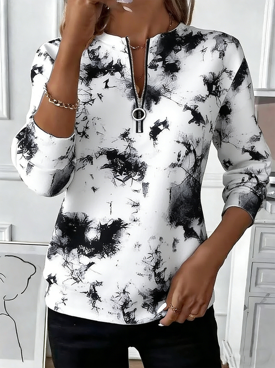 Crew Neck Loose Tie-Dye Pattern Casual Sweatshirt