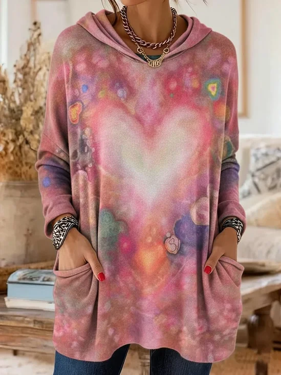 Heart/Cordate Vintage Printing Hoodie