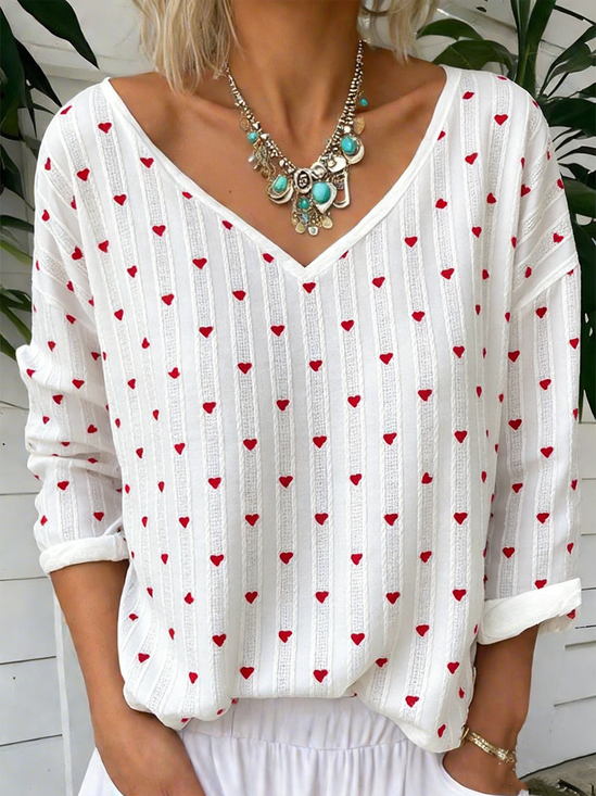 Loose V Neck Vintage Jersey T-Shirt