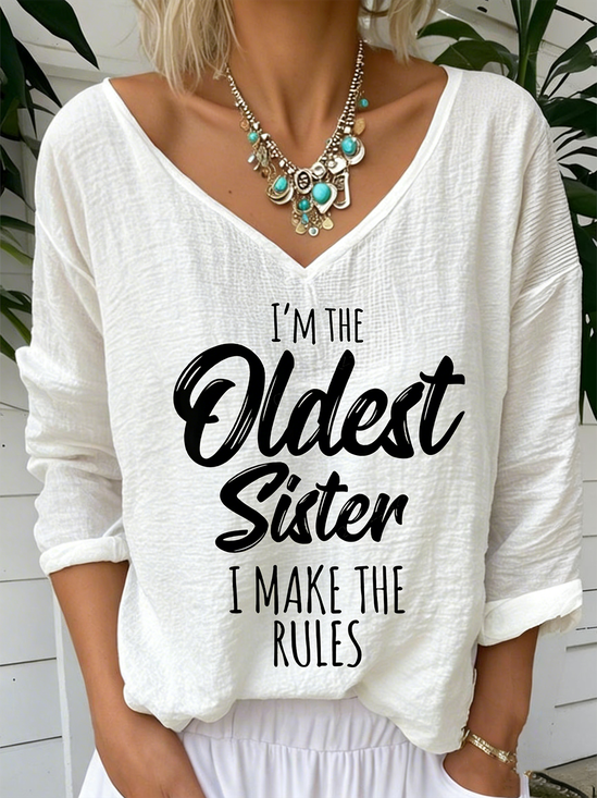 Jersey Loose V Neck Casual T-Shirt