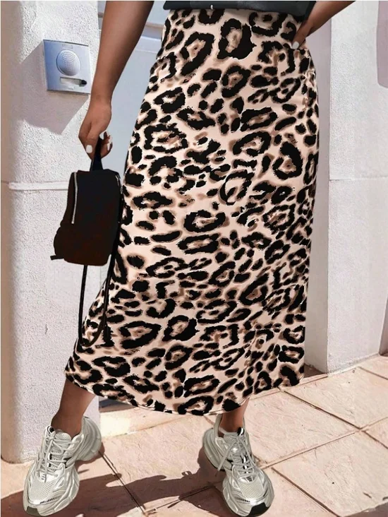 Leopard Vintage Loose Silk Fabrics Skirt