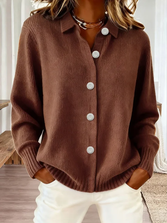 Plain Casual Loose Fit Cardigan