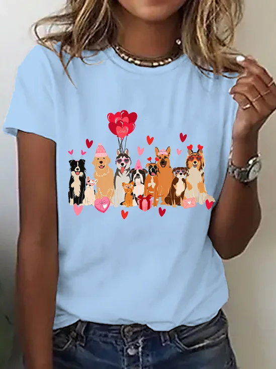 Valentines Dogs Cotton T-Shirt