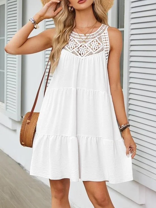 Others Plain Cotton-Blend Boho Dress