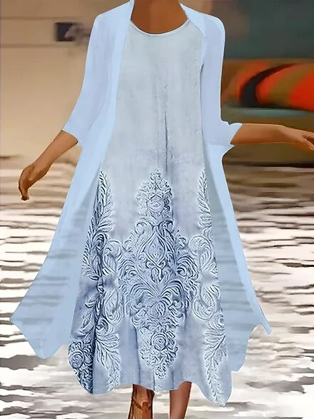 Floral Sweet Long Sleeve Woven Dress