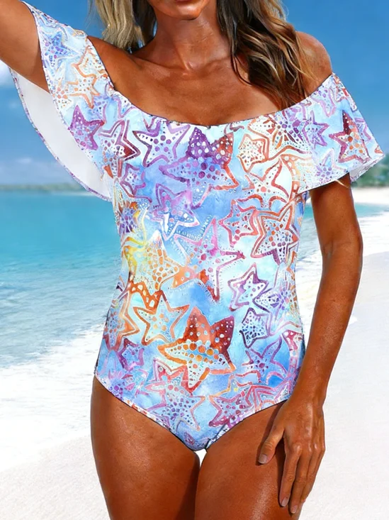 Ocean Pattern Vintage One-Piece