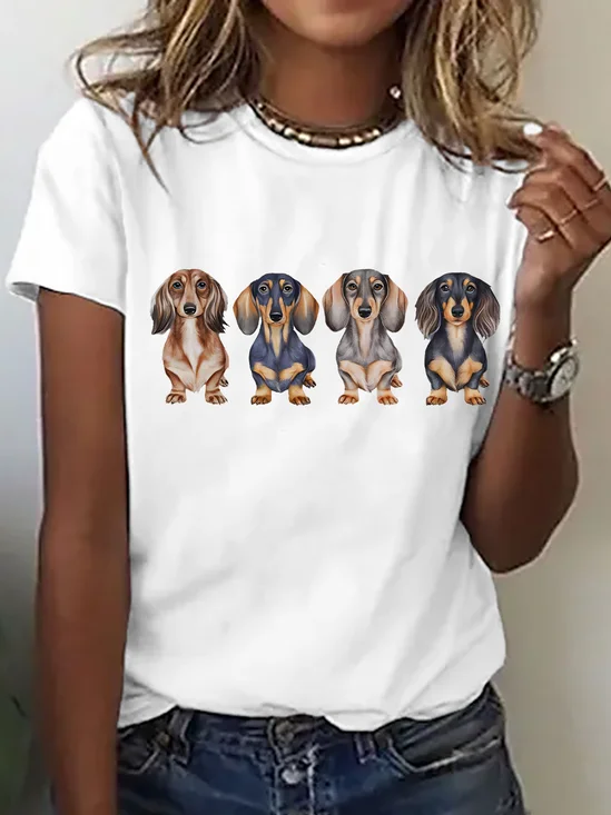 Cute Dachshund Puppies In A Row Toddler Cotton T-Shirt